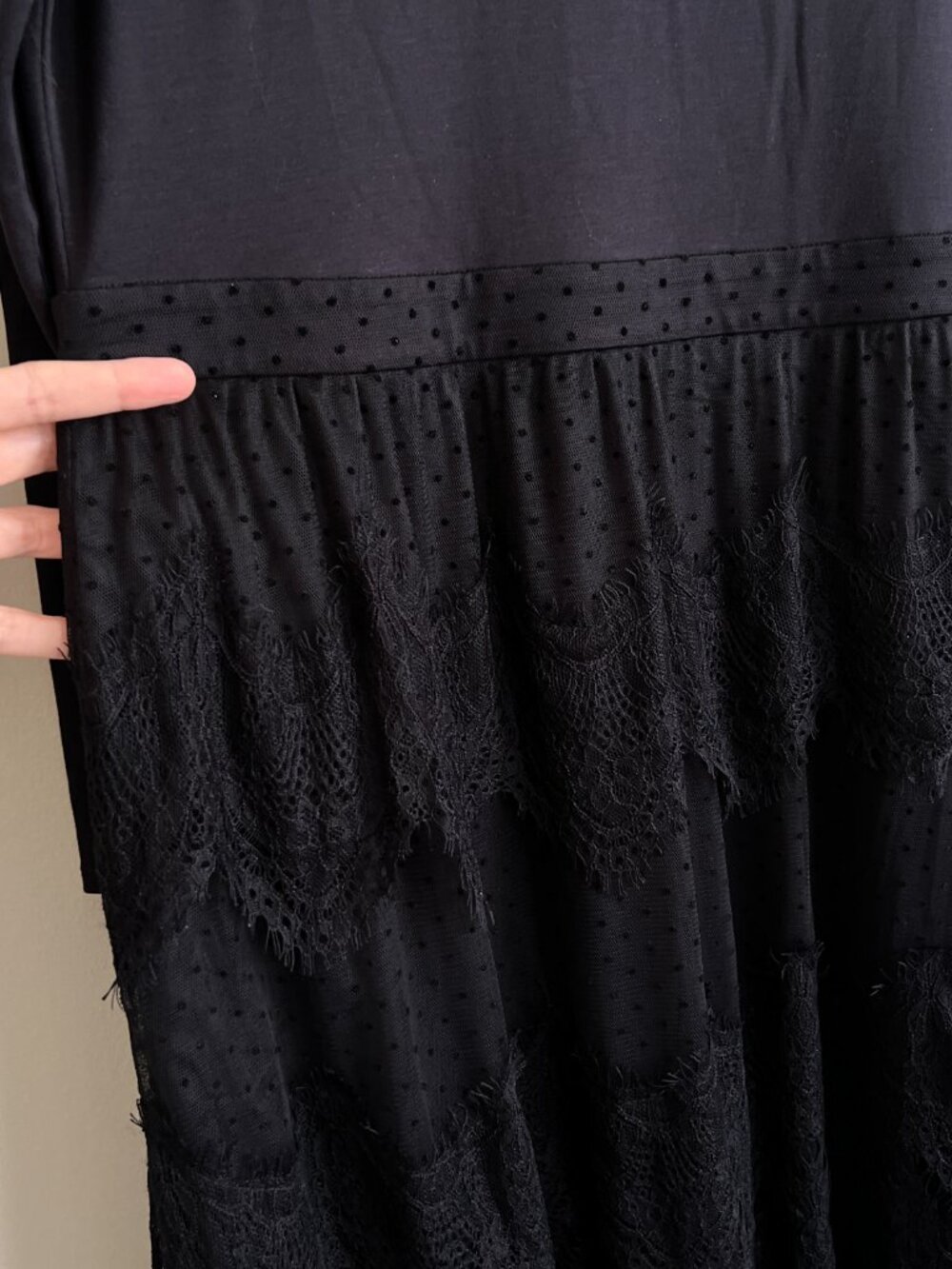 Soft Surroundings Black Lacy Tiered Long Sleeve Frederica Maxi Dress - Picture 3 of 6